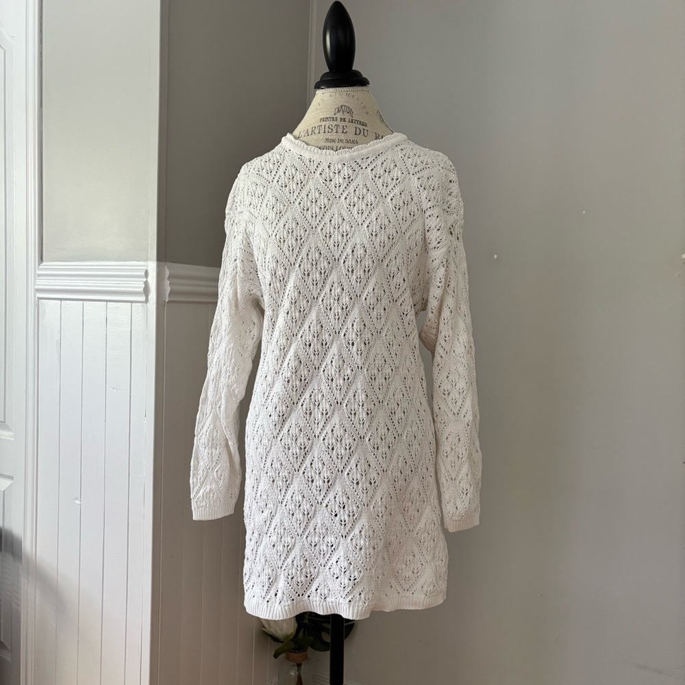 Weekend Edition Vintage 100% Cotton Knitted White  Sweater Size S